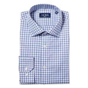 The Tie Bar Heathered Gingham Purple Shirt